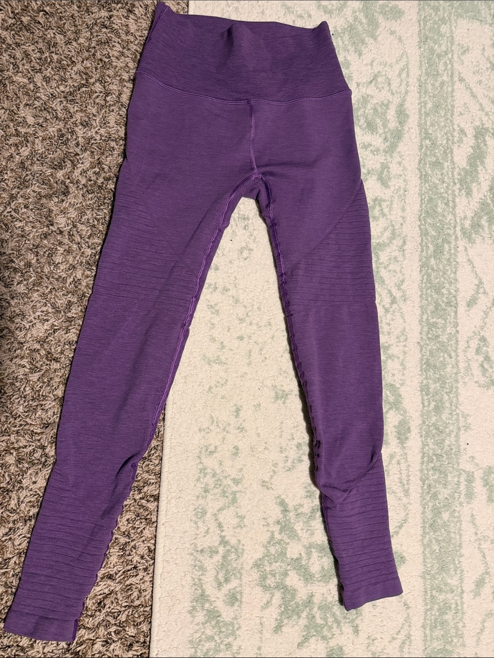 Alphalete Purple Ribbed High-Waist Leggings